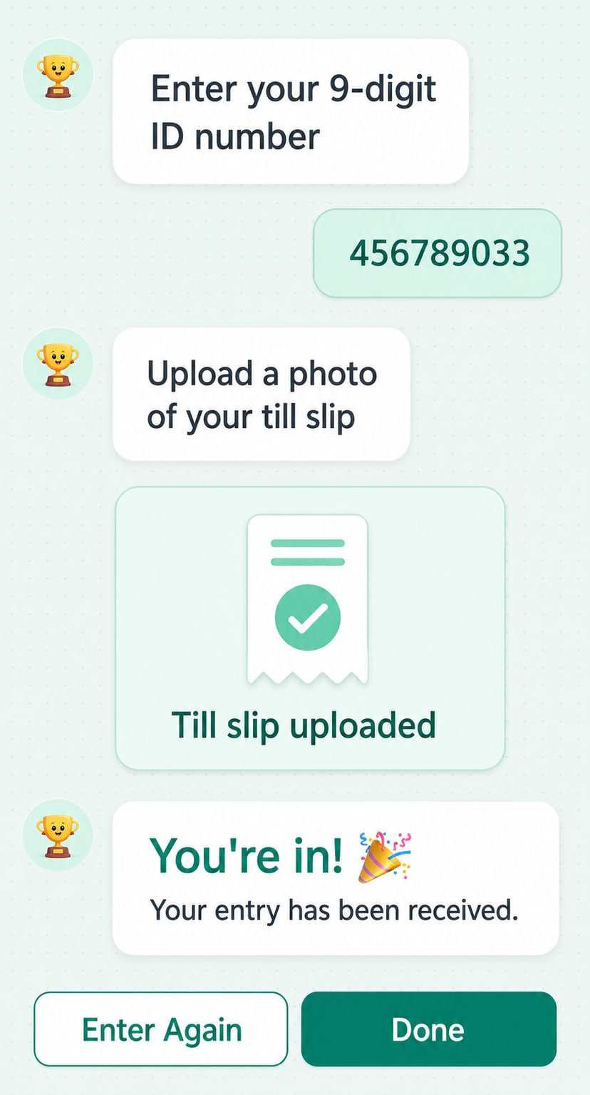 Example of a till-slip entry in Wina Wena